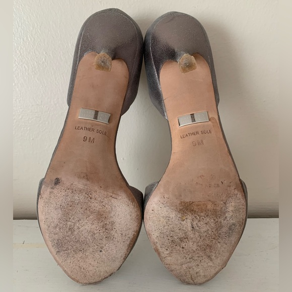 Badgley Mischka Metallic Gray Heels with Crystal Embellishments - Picture 7 of 10